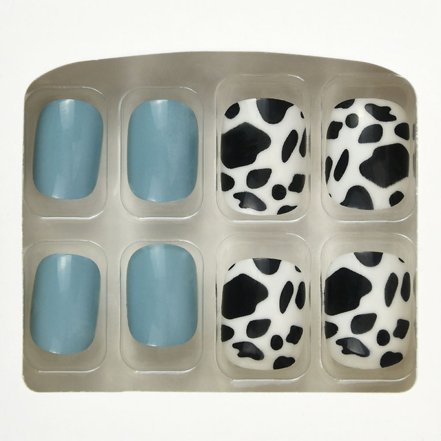 Леопардовый принт синего цвета с полным покрытием Нажмите на кончики ногтей
