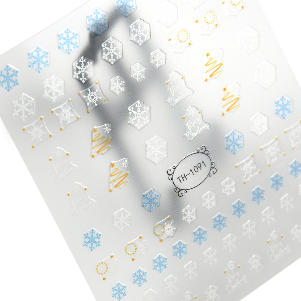 Зимние снежинки белого цвета рождественские наклейки для ногтей