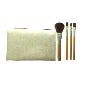 Деревянный набор мини-кистей для макияжа с косметической сумкой 