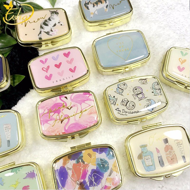 Зеркало коробки таблетки металла японских отсеков мини круглое