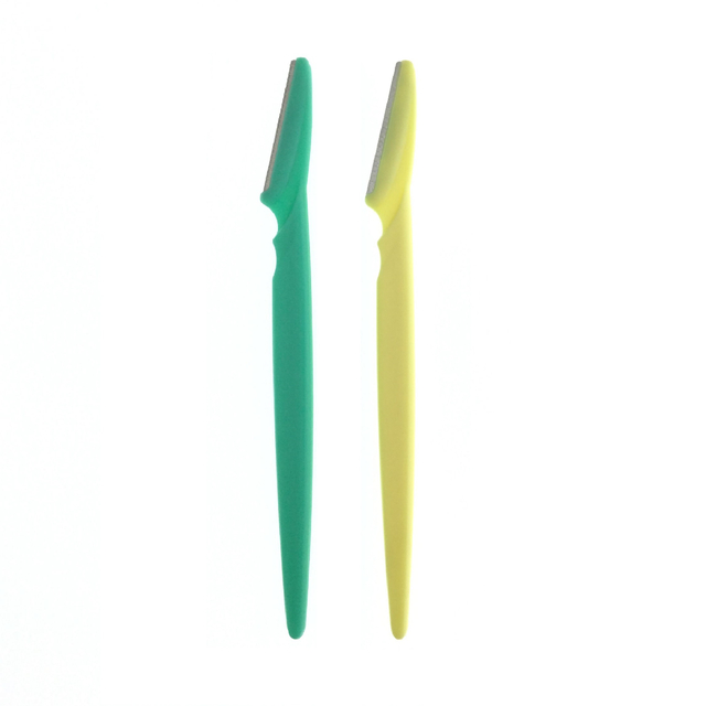 Профессиональная желтая и зеленая бритва для бровей с прецизионной крышкой 