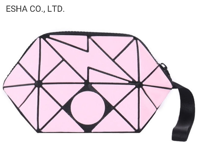 Розовая ромбическая складная сумочка Портативная косметичка