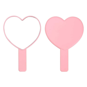 Декоративное розовое ручное зеркало в форме сердца